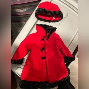 NWT Red and Black Fur Peacost 12M